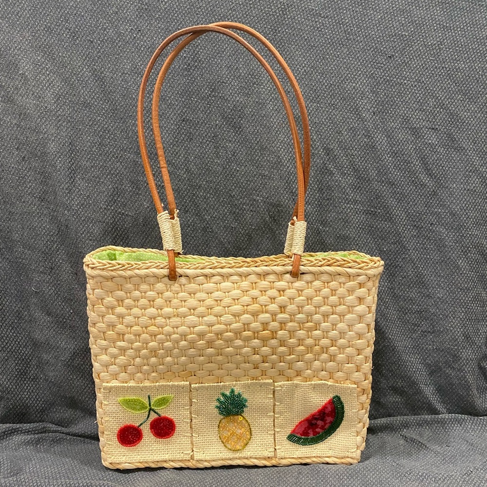 Wicker purse embellished beads sequins